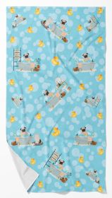 Fawn Pug Bath Towel Large Oversized Plush Fitness Body Towel, Ultra Soft Absorbent Quick Drying, 42"L x 24"W